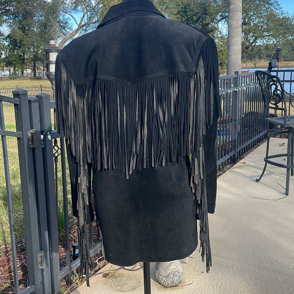Vintage Rare CONTEMPO Casuals Fringe Leather Jacket - Picture 3 of 11